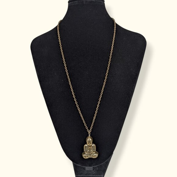 V. Stamped Metal Buddha Pendant Necklace - Picture 2 of 6